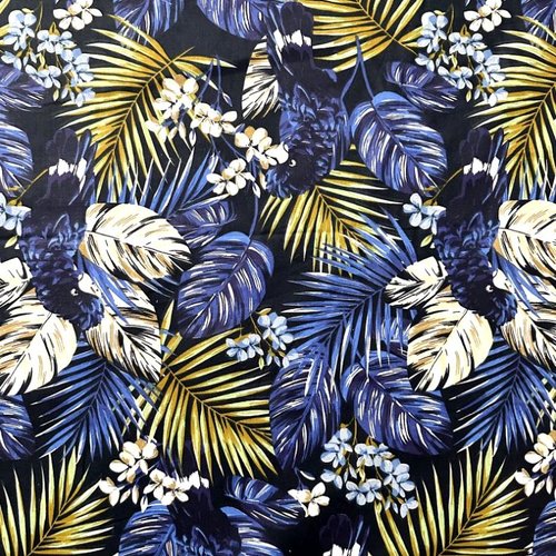 Tissu coton tropical bleu 50x74cm