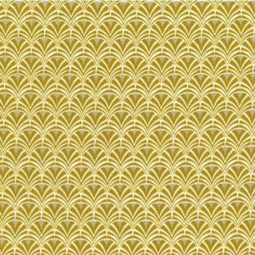Tissu coton éventails jaune 50x80 cm