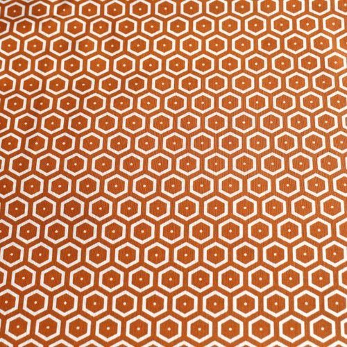 Tissu enduit graphique orange et blanc 50x76 cm