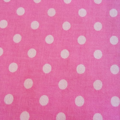 Tissu coton à pois rose et blanc 50x74cm