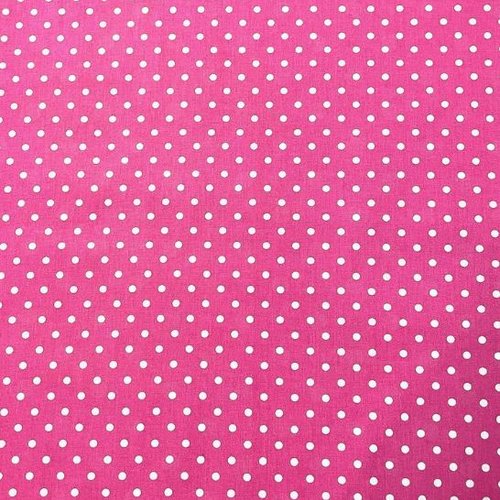 Tissu coton à pois rose et blanc 50x80 cm