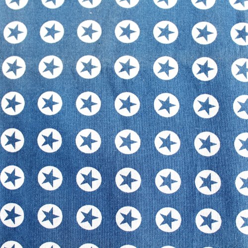 Tissu coton étoiles bleu et blanc 50x70 cm