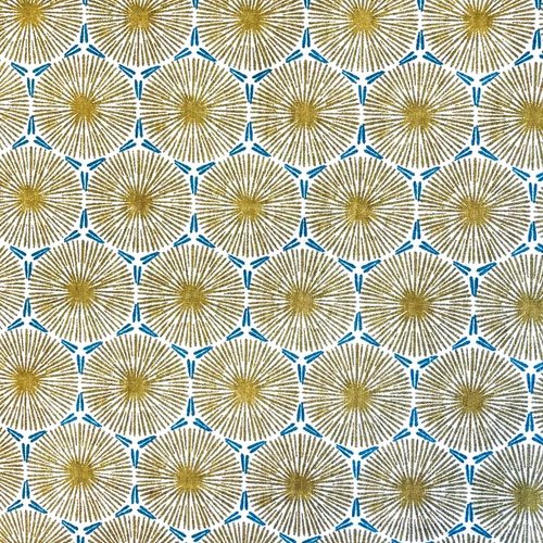 Tissu fleurs moutarde 50x70cm