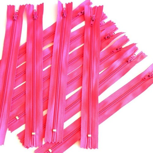 Lot de 10 fermetures éclair 20cm rose