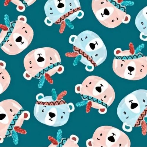 Tissu coton tête d'ours indiens 50x80 cm