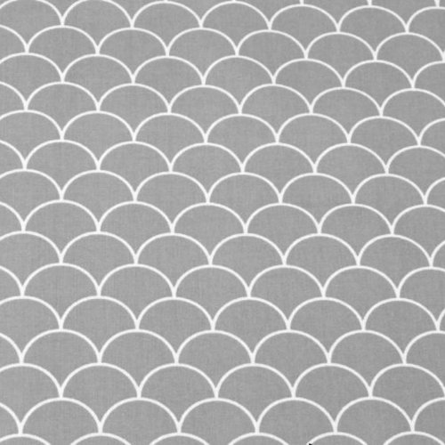 Tissu coton éventails gris clair et blanc 50x80 cm