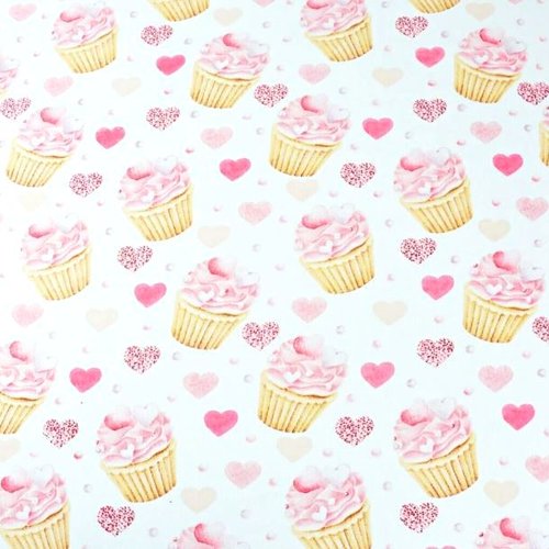 Tissu coton cupcakes 50x80 cm