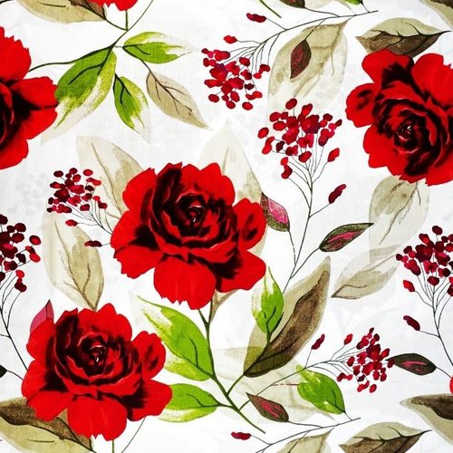 Tissu coton grandes fleurs rouge  50x80 cm