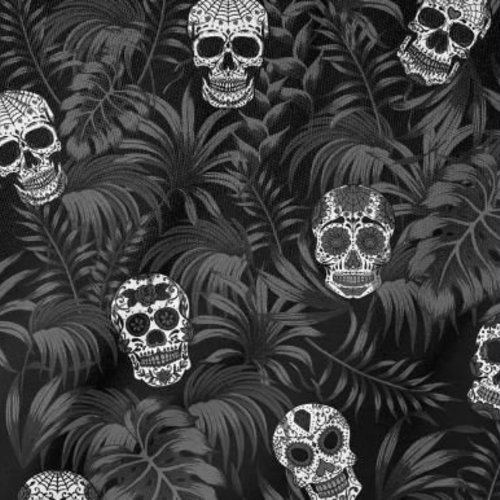 Tissu polyester têtes de mort  50x70cm