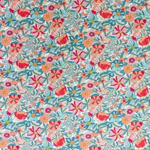 Tissu coton fleurs multicolores 50x80cm