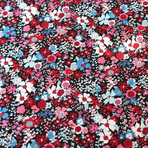 Coupon tissu fleurs multicolores  50x70 cm