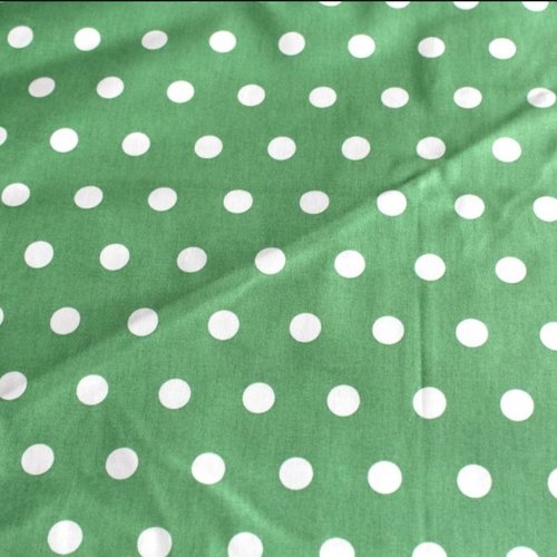 Tissu enduit pois vert et blanc 50x70 cm