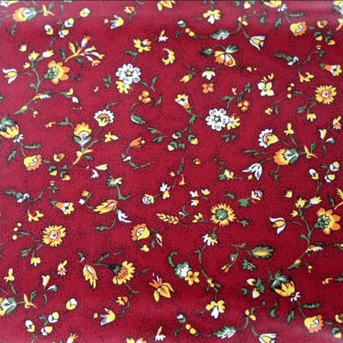 Tissu enduit liberty fleurs bordeaux 50x70 cm