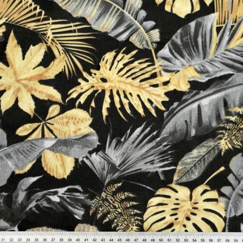 Tissu tropical noir et doré 50x80 cm