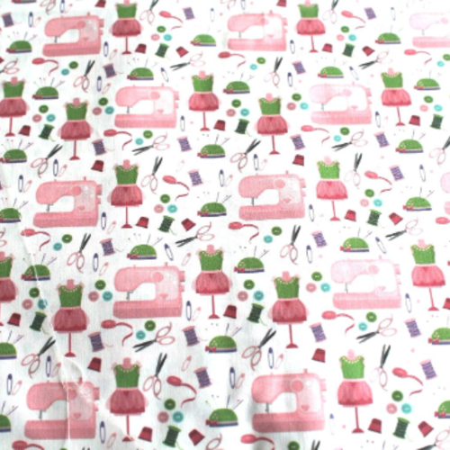 Tissu coton motif couture 50x75cm