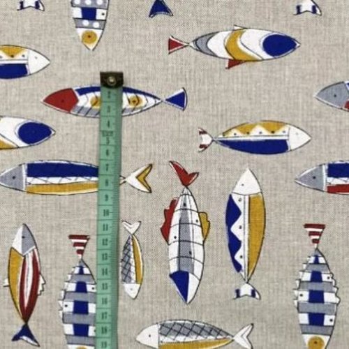 Tissu ameublement poissons 50x70 cm