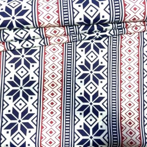 Tissu scandinave rouge et bleu  50x80 cm