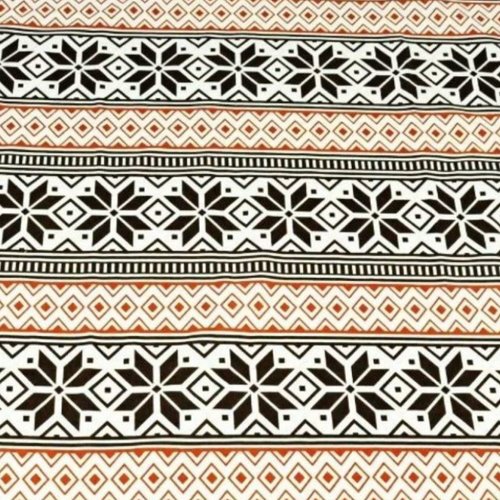 Tissu scandinave marron et orange  50x80 cm