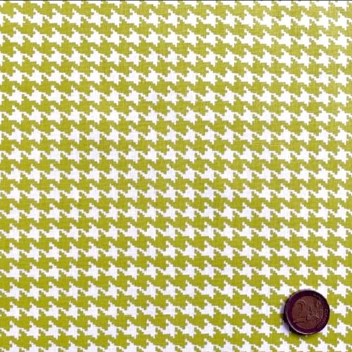 Tissu coton pied de poule vert et blanc 50x70 cm