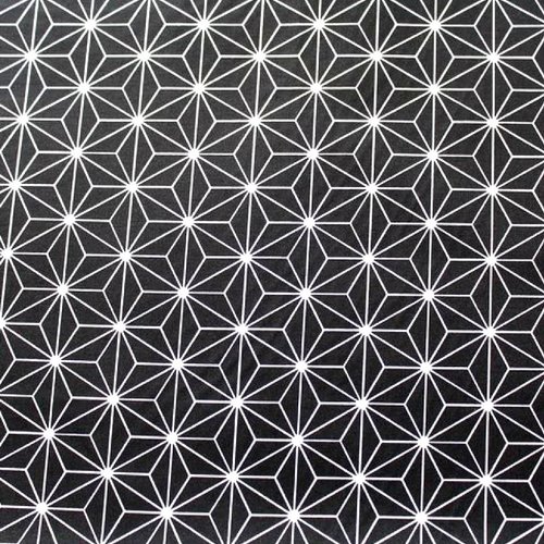 Tissu coton graphique noir et blanc 50x75 cm