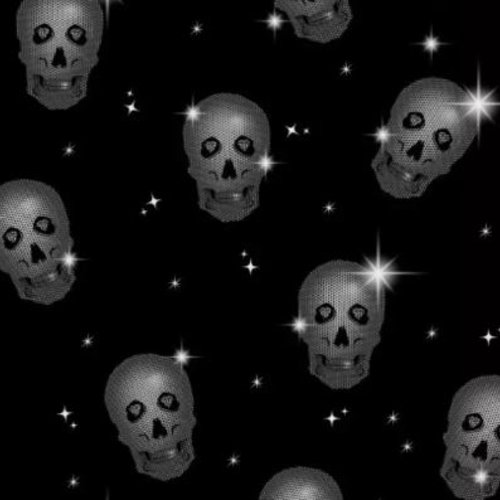 Tissu têtes de mort et étoiles 49x70cm