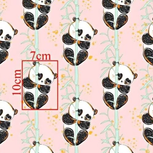 Tissu coton pandas rose 50x80cm