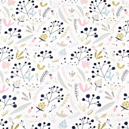 Tissu cotons fleurs multicolores 50x80cm