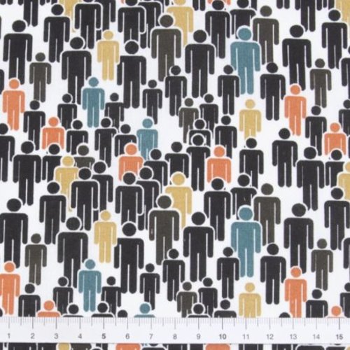 Tissu bonhommes multicolores 50x75 cm