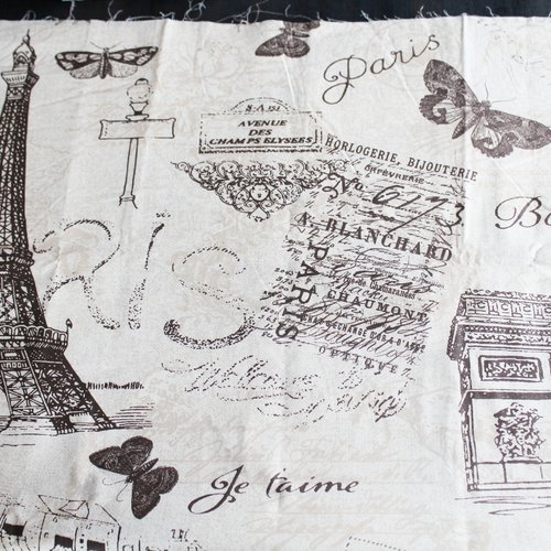 Tissu thème paris et tour eiffel 50x80cm