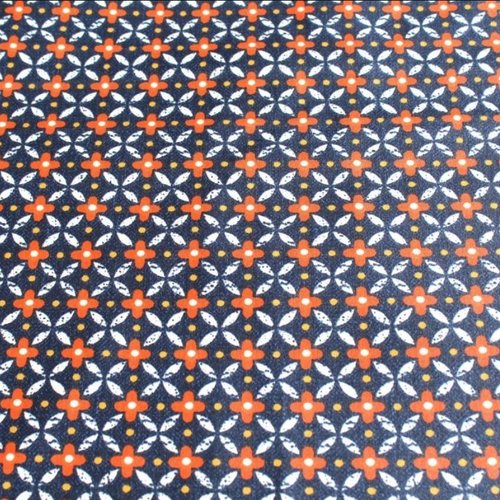 Tissu enduit graphique et fleurs 50x70 cm