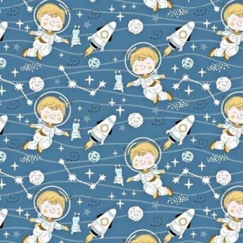 Tissu enfant cosmonaute  50x80 cm