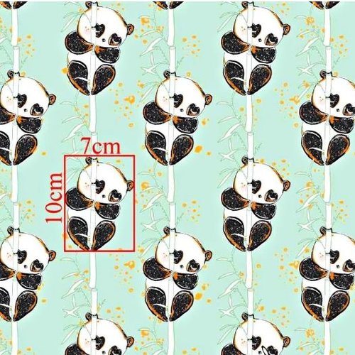 Tissu coton pandas vert 50x80cm