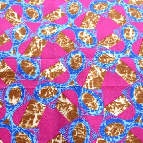 Tissu coton wax rose et bleu 50x55 cm