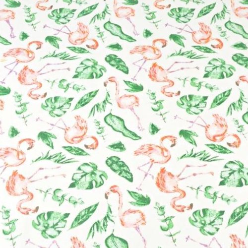 Tissu tropical flamants roses 50x80cm