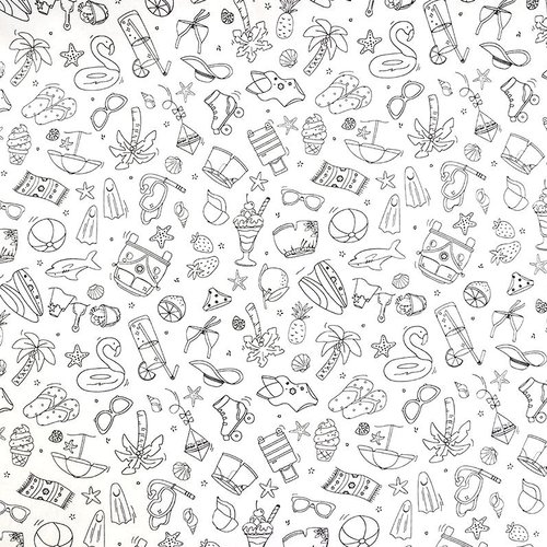 Tissu coton à colorier thème été 50x75cm