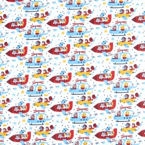 Tissu enfant avions et hélicoptères 50x70 cm