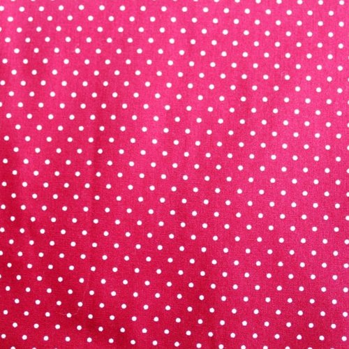 Tissu coton à pois framboise et blanc 50x74 cm