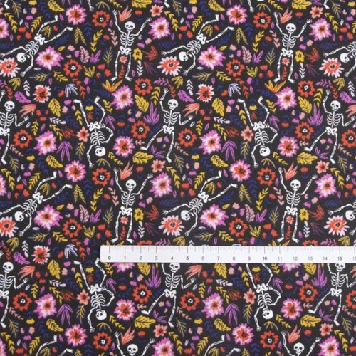 Tissu squelettes multicolores 50x75cm
