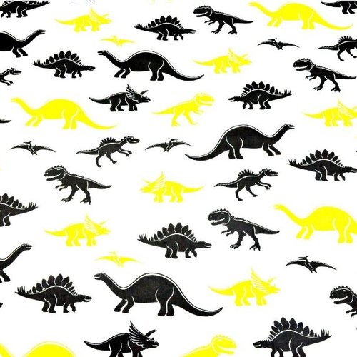 Tissu dinosaures noir et jaune 50x80cm