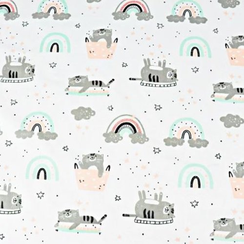 Tissu chats et arc en ciel 50x80cm