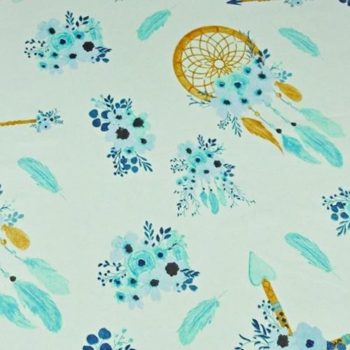 Tissu attrapes rêves vert 50x80cm
