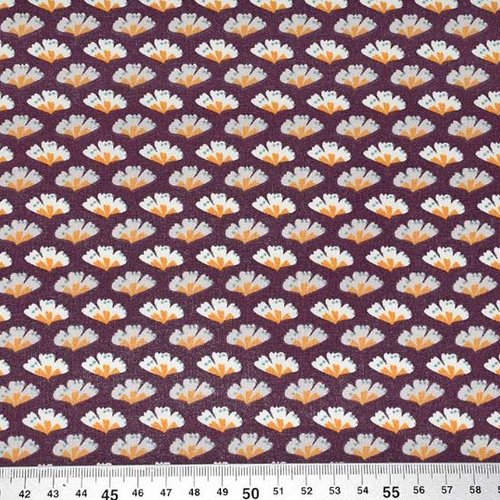 Tissu enduit feuilles marron et beige 50x78 cm
