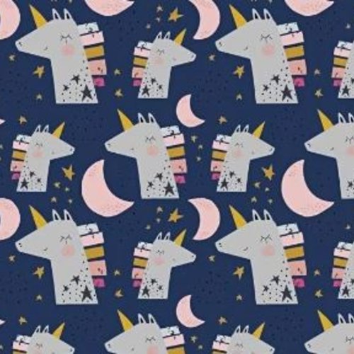 Tissu coton enfant licornes 50x80 cm