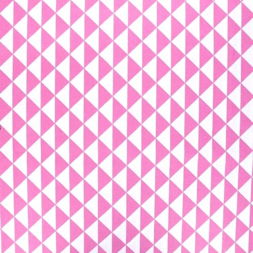 Tissu graphique triangles rose et blanc 50x70 cm