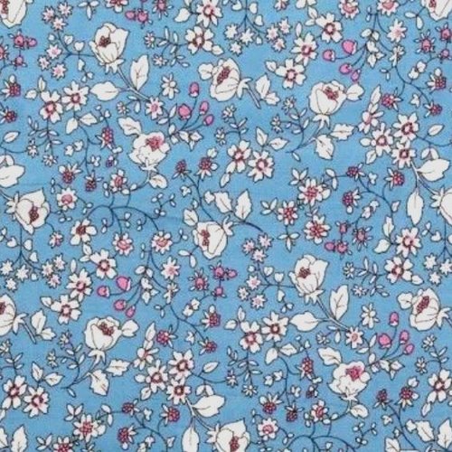 Tissu coton liberty mauve, bleu et blanc 50x72cm