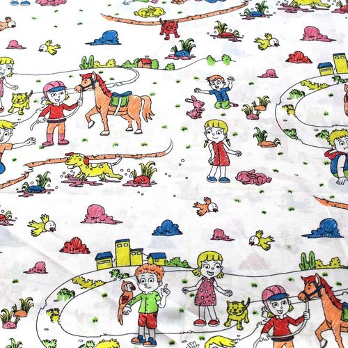Tissu coton avec dessins enfant  50x72 cm