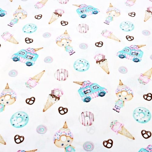 Tissu coton donuts et glaces 50x80 cm