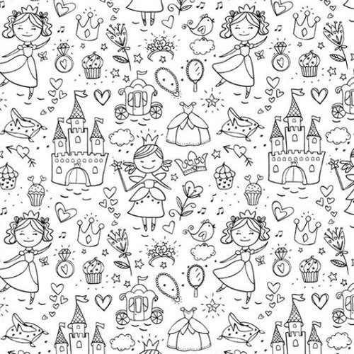 Tissu à colorier princesses 50x75 cm