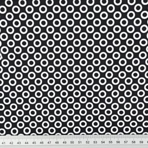Tissu coton cercles noir et blanc 50x80 cm