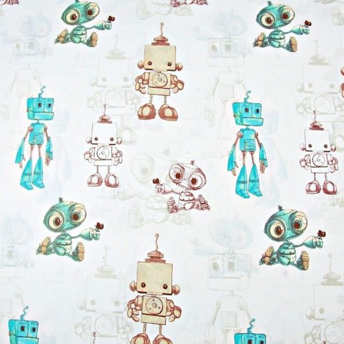 Tissu garçon robots 50x80 cm